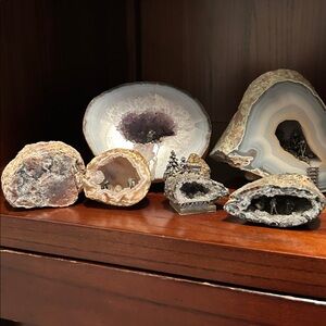 Geode Collection with Miniature Ladder and Figures